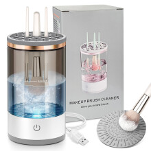 Electric Makeup Brush Cleaner Machine for Deep Washing All Brush Types, Portable for Home Travel, Black
