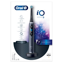 Oral-B iO9 Black Ultimate Clean Electric Toothbrush for Adults, Revolutionary Magnetic Technology, Colour Display, 1 Toothbrush Head, 1 Charging Tra