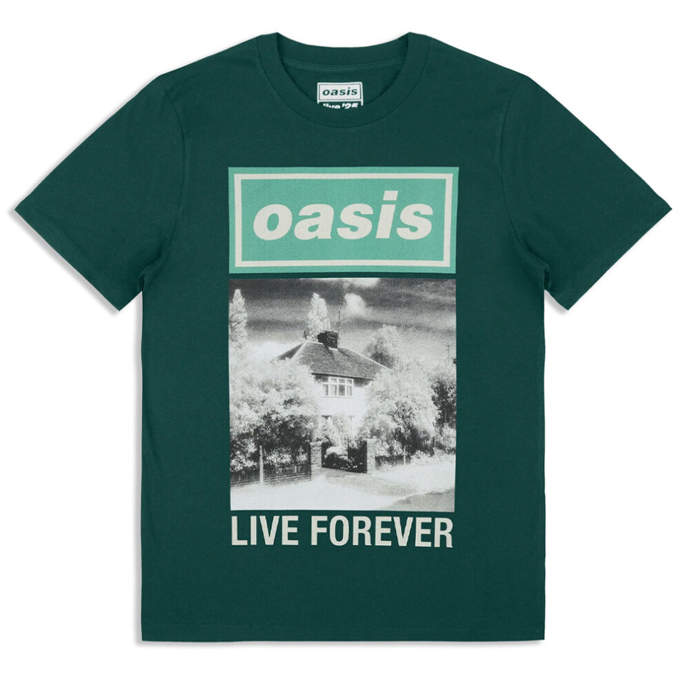 Oasis (Xl, ) Live Forever Single Cover T Shirt Green