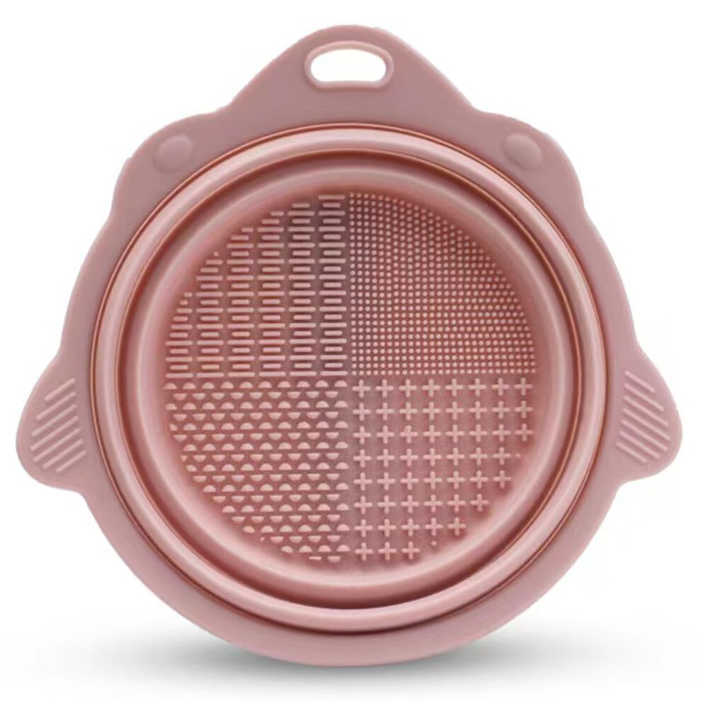 Pink Silicone Makeup Brush Cleaning Mat With Suction Cup, Foldable Cosmetic Brush Scrubber Bowl For Brushes, Sponges And Powder Puffs (Pink) Ref: 5360