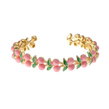 Elastic Fruit Theme Copper Wristband Spring Party Jewelry- pink