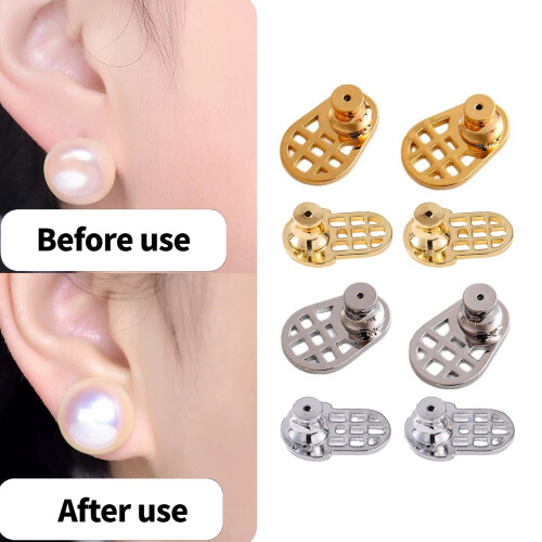 Nonslip Earring Support Backings For Drooping Ears-Gold Style 1 2