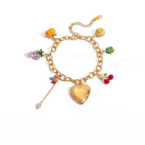 Stackable Fruit Charm Bracelet Adjustable Stainless-JDB0304020