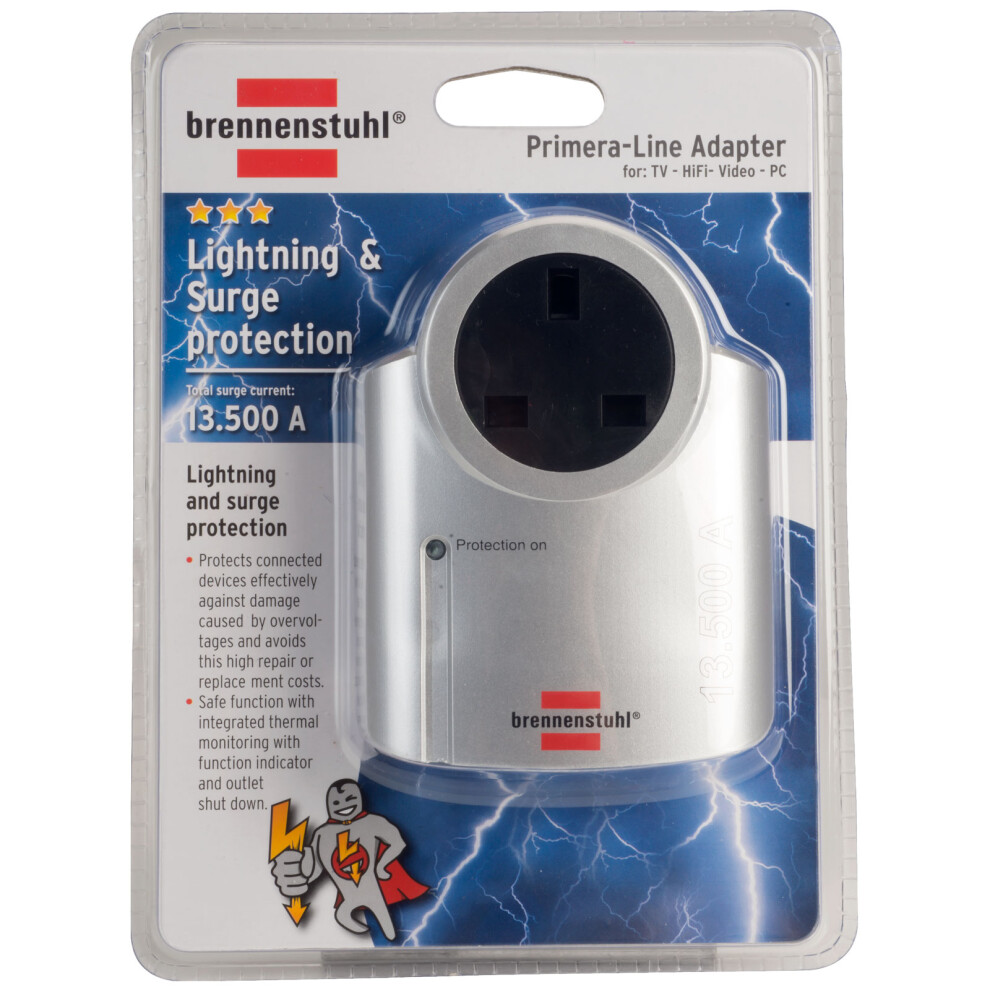 Brennenstuhl Primera-Line Surge Protector Socket 13500 Amps 4007123191499