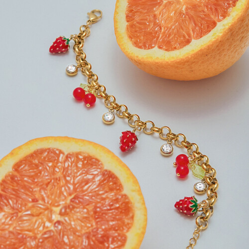 Stackable Fruit Charm Bracelet Adjustable Stainless-JDB0304020 1