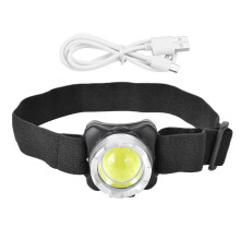 Wiederaufladbare Stirnlampe für Outdoor-Campingbeleuchtung, kleines, leichtes, verstellbares Kopfband mit starkem COB-Licht, USB-Ladeanschluss,