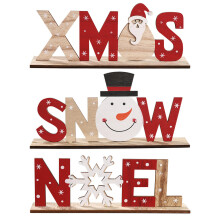 Durable Holiday Décor, Christmas Table Decorations Set, Ecological Plywood & Bright Colors, Rustic Wood Christmas Sign for Interior or Exterior