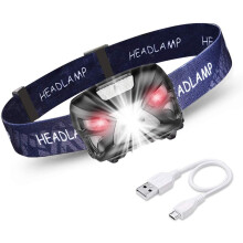 Ergonomic Design Rechargeable Headlamp, Super Bright Motion Sensor Waterproof Head Torch, 8 Modes Adjustable Tilt, Hands-Free USB Charging For Adults