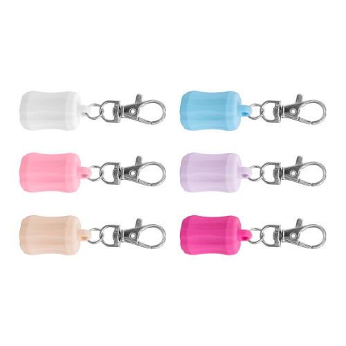 Pack Of 6 Silicone Lip Balm Keychains Secure Clip-Striped style