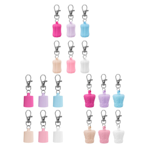 Pack Of 6 Silicone Lip Balm Keychains Secure Clip-Striped style 1