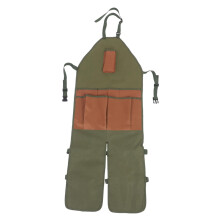 Apron for garden tools with tool pockets, split leg for harvesting, pruning, mechanics, machinists, artists, chefs, hairdressers, gardeners