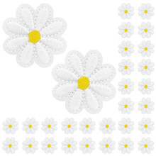 30 Pieces Daisy Embroidery Patches 4cm Applique Felt Flowers Velcro Iron on Sew on