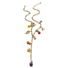 Vibrant Fruit Themed Y Necklace Adjustable Length for Beach