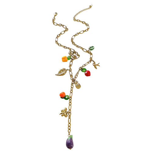 Vibrant Fruit Themed Y Necklace Adjustable Length for Beach