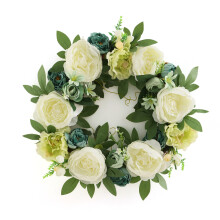 Exquisite White Peony Wreath, Front Door Decorative Wreath Showcasing Handmade Artificial Flower Wreath Design For Indoor Outdoor Wall Window Decor, A