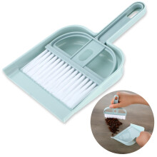 Mini Broom and Dustpan Set with Brush for Desk, Kitchen, Pet Area, Countertop, Sofa, Keyboard (Blue)