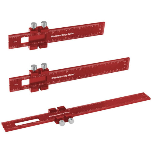 Woodworking Tools Ruler Layout Tool Aluminum with T-Track Metal Slide 2