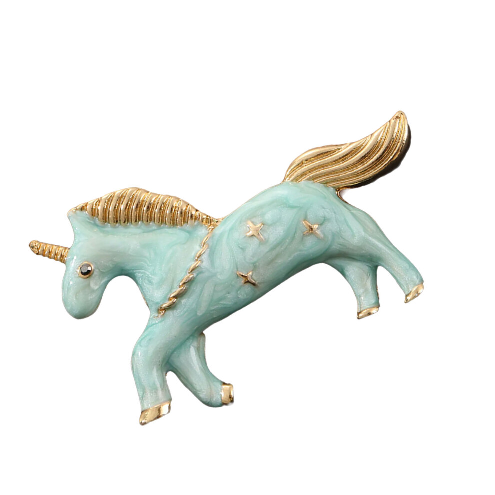 Stylish Single Horn Horse Enamel Pin Japanese Korean-Green