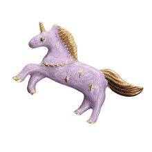 Single Horn Horse Badge Pin Korean Minimalist Design-Purple