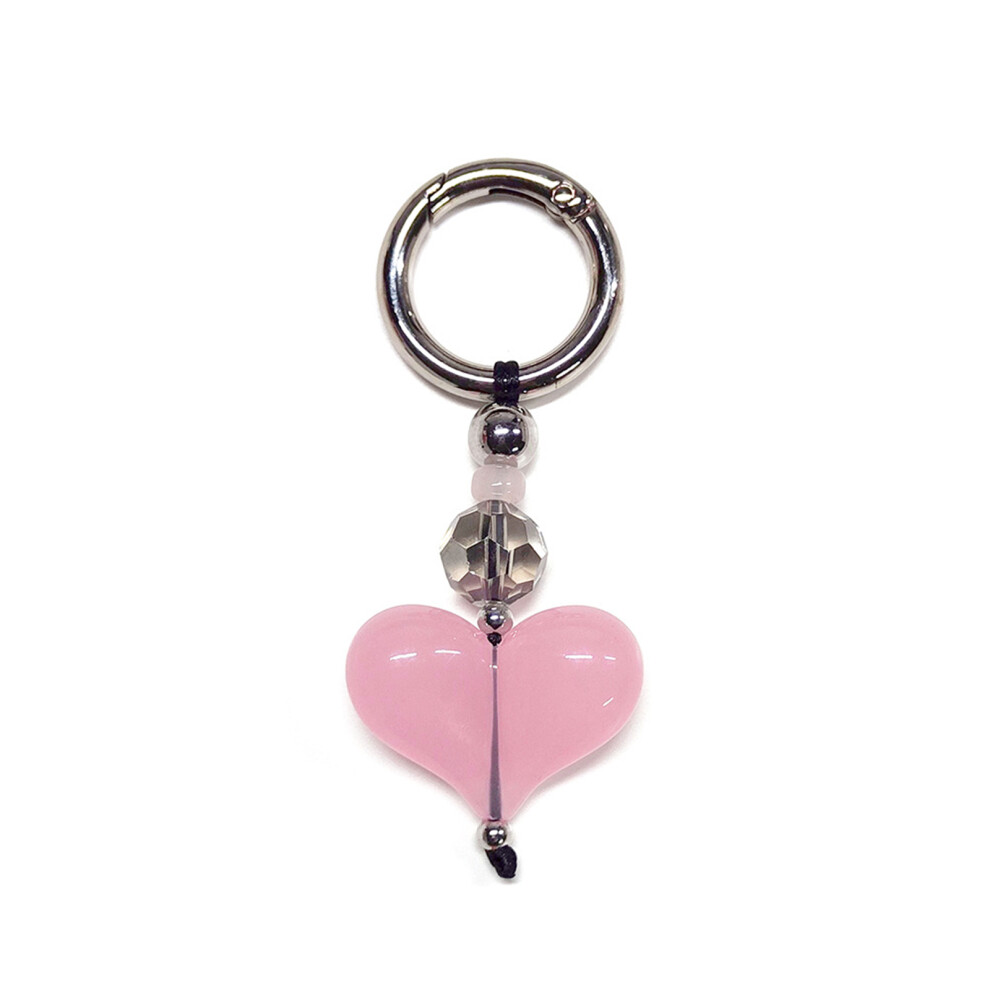Handmade Alloy Keychain Cherry Bowknot Beaded Bag- Love Pink 7696001114704