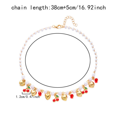 Adjustable Cherry Strawberry Heart Necklace With-Flat cherry 2