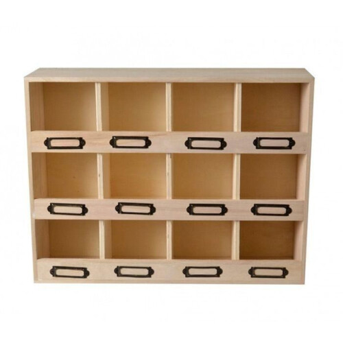 3 Holzregale mit 12 Fächern 1