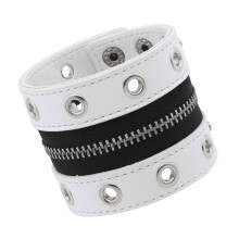 Stylish Punk Rock Wide Strap Bracelet In Soft PU Leather-White