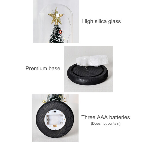 Pre-lit Decorative Miniature Trees, Solid Wood Base for Stable Holiday Display 2