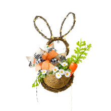Artisanal Easter Wreath, Bunny Themed Holiday Decor With Unique Design Spring Flowers, Non-Toxic Natural Materials For Indoor Outdoor Use