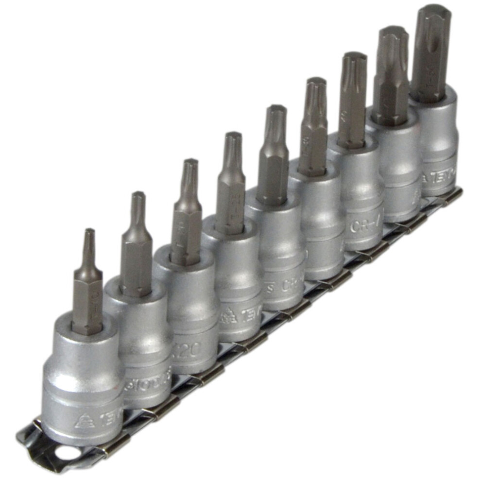 Teng M3813TX M3813TX Socket Clip Rail Set of 9 External Torx 3/8in Drive