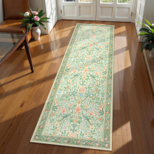 Green Boho Bathroom Runner Rug 2x6 Washable Non Slip Botanical Floral Carpet for Hallway Kitchen Bedroom