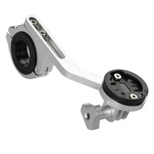 Bicycle Computer Mount, Adjustable Front Handlebar Bracket, Headlight and Camera Mount, Silver Oxide