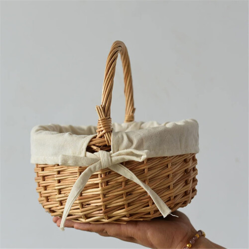 Home Easter Basket Small Wicker Basket with Handle Easter Basket HandWoven Small Wicker Basket with Handle 2 Pieces Handle 1