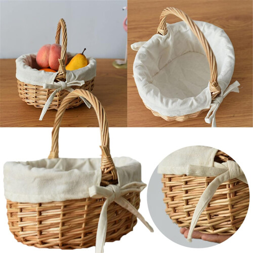 Home Easter Basket Small Wicker Basket with Handle Easter Basket HandWoven Small Wicker Basket with Handle 2 Pieces Handle 2