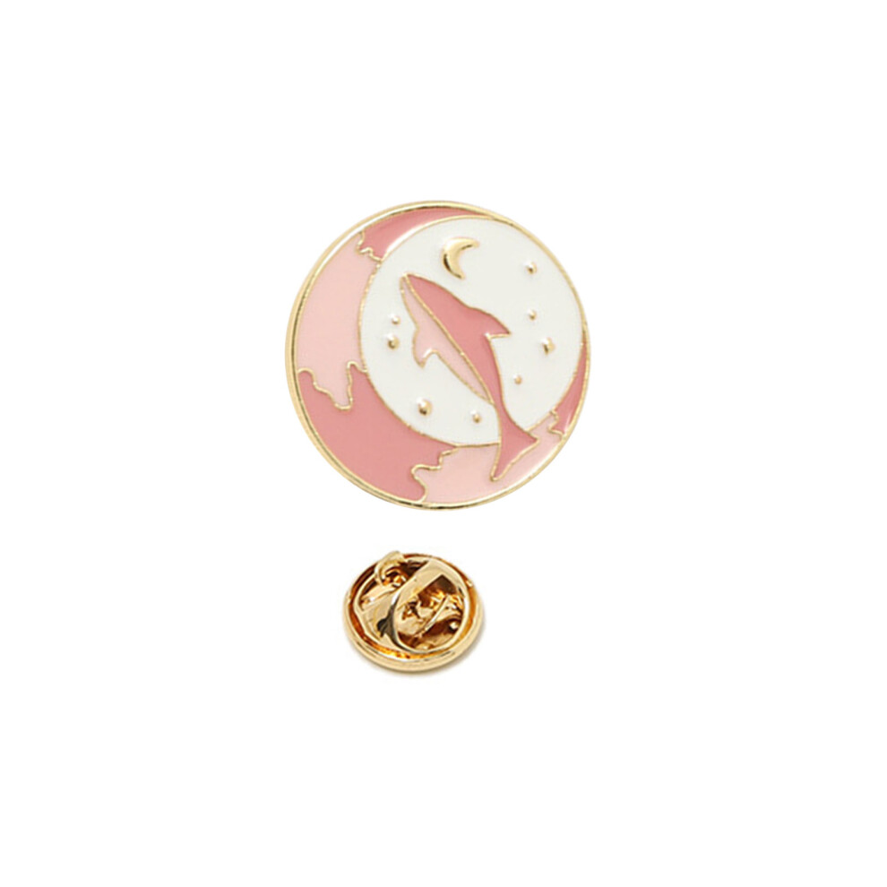 Gold/Pink Romance Couple Astronaut Whale Starry Brooch Alloy -.