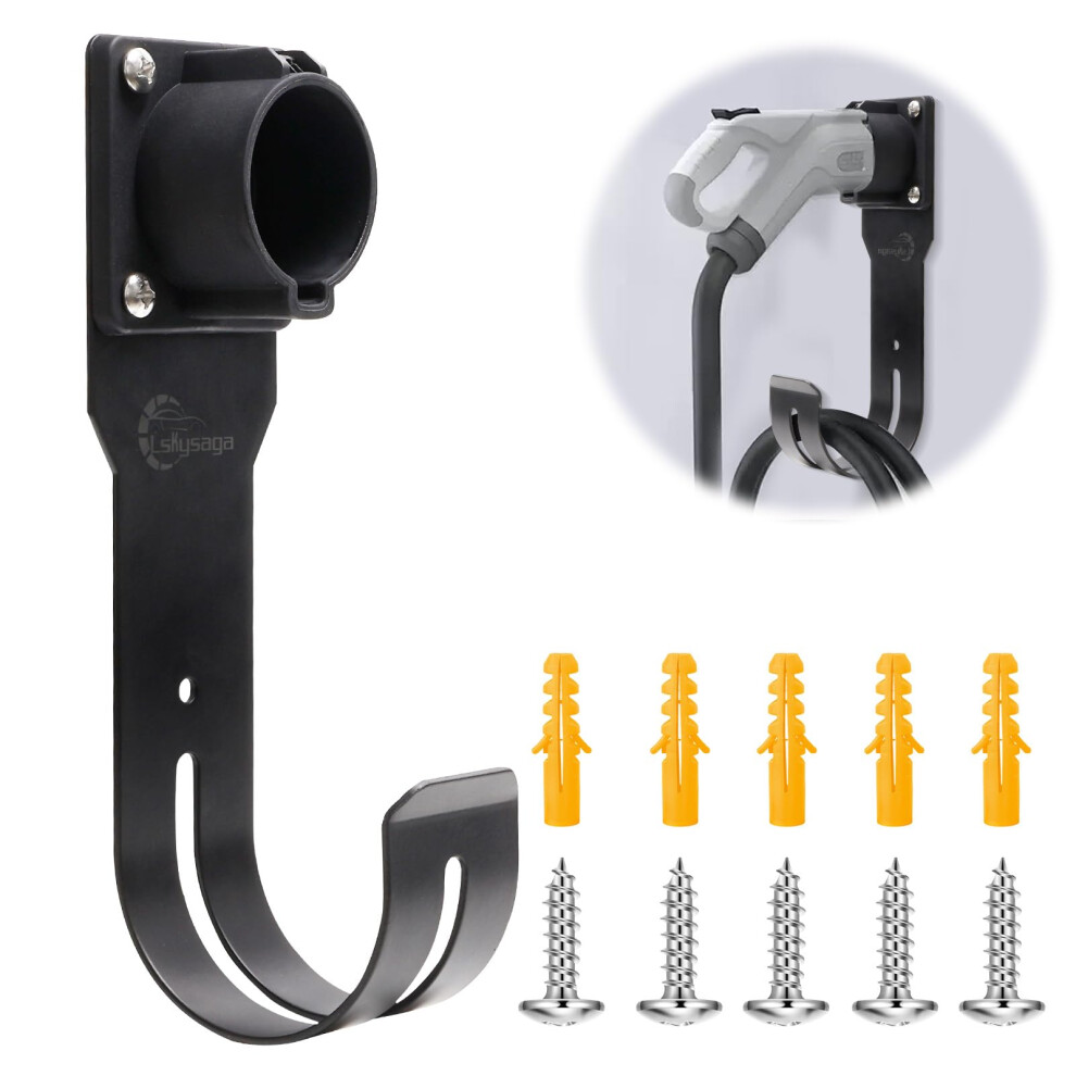 Ev Charger Holder Wall Mount With Nozzle Holster Dock And Jhook Cable Organizer For Indoor Outdoor Use 9339159895795