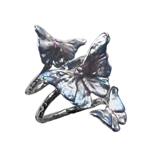 Candy Color Changing Butterfly Design Ring Adjustable Alloy