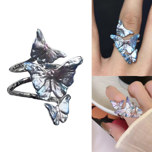 Candy Color Changing Butterfly Design Ring Adjustable Alloy 1