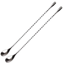 Stainless Steel Mixing Spoon Set with 2 Professional Cocktail Bar Tools (12) Teardrop End Design in Japanese Style Ref: 6080