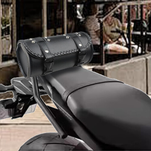 Motorcycle Handlebar Bag,  Leather, 4.13 x 8.46 Inch 1