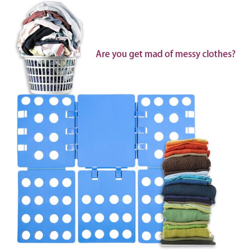 Efficient Clothes Folder, T-Shirt Folder With 10 Clips For Seamless Folding, Space-Saving Solution For Closet (Blue) 2