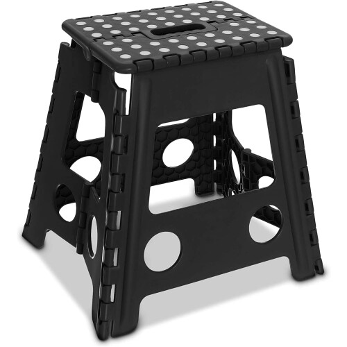 Folding Step Stool 15 Inch Plastic NonSlip Surface 330lbs Capacity with Handle for Kitchen Bathroom