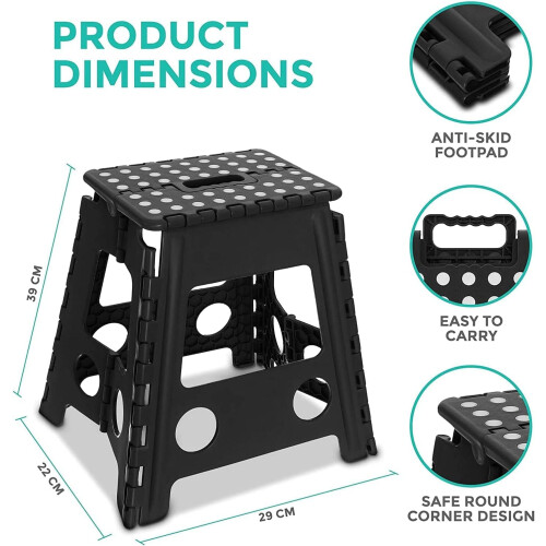 Folding Step Stool 15 Inch Plastic NonSlip Surface 330lbs Capacity with Handle for Kitchen Bathroom 2