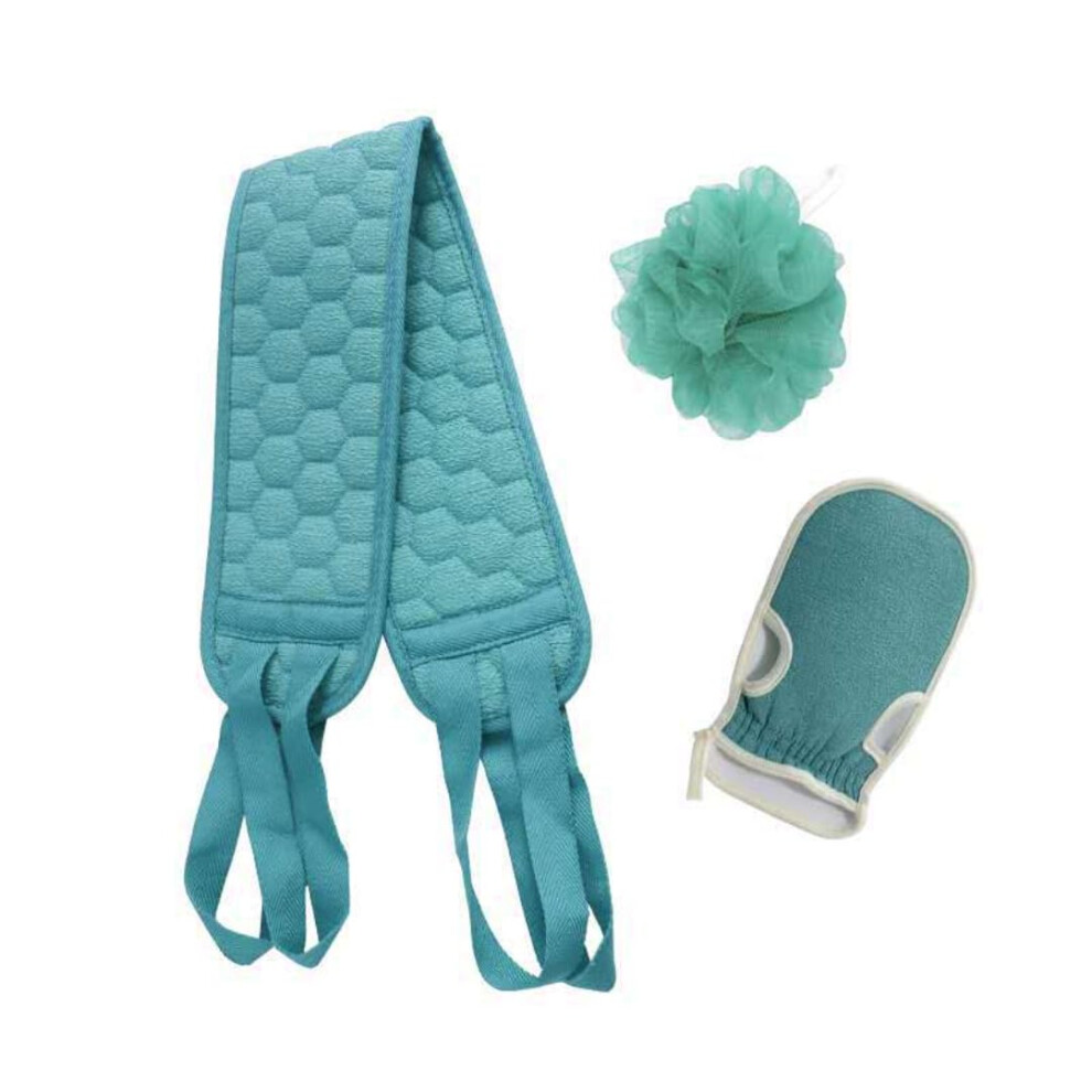 Exfoliating Bath Towel and Back Scrubber Gloves with Bath Ball Set of 3 for Shower Spa