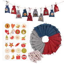 Bolsas navideñas DIY para la cuenta regresiva, bolsas de regalo colgantes para Navidad, elaboradas con lino ecológico, perfectas para envolver