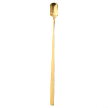 Aesthetic teaspoon with a long handle, perfect for cocktail mixing events, gold, 17 cm.