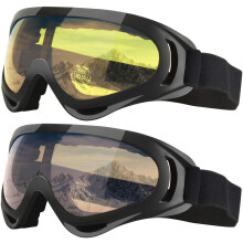 Gafas de esquí para todas las edades, paquete de 2, ajuste discreto, lentes multicolores para una visibilidad adaptable, compatibles con casco,