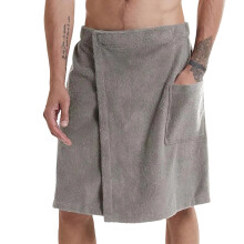 Toalha de banho masculina com fecho elástico, interior em algodão atoalhado superabsorvente com design respirável, ajustável ao redor do corpo.