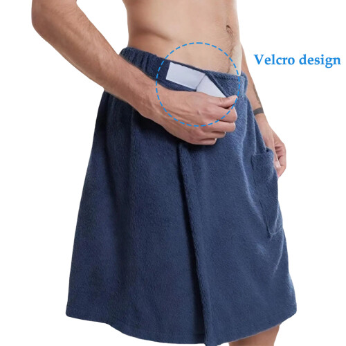 Πετσέτα μπάνιου από βαμβάκι Terry Velour για άνδρες, ρυθμιζόμενη τσέπη με μπροστινή 2