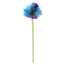 Timeless Poppy Artistry, Real Touch Artificial Poppy Flowers, Vibrant Wine Red & Blue Silk Floral Decor for Memorable Occasions (1PCS)